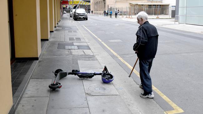 Abandoned e-scooters are a constant source of frustration to pedestrians.