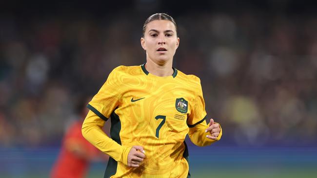 Matildas captain Steph Catley has won the PFA women’s footballer of the year award. Picture: Cameron Spencer/Getty Images