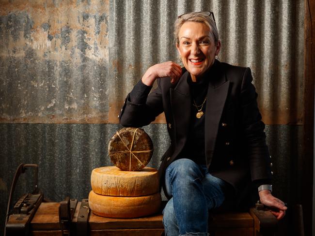 Kris Lloyd of Woodside Cheese Wrights on August 19, 2020 at Woodside in the Adelaide Hills.  The Sunday Mail and a few local companies are teaming up and giving away some show-bags with the Royal Adelaide Show not happening. Picture Matt Turner.