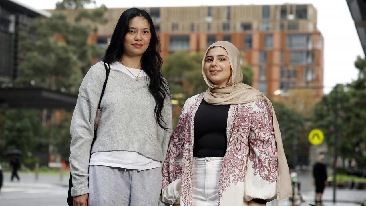 Maliha Dossani of Revesby and Serene Chahrouk from Sefton hold out little hope of ever owning a home. Picture: Jonathan Ng