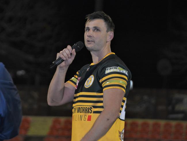 Wattles' captain Jordan Henry thanking the spectators post match.