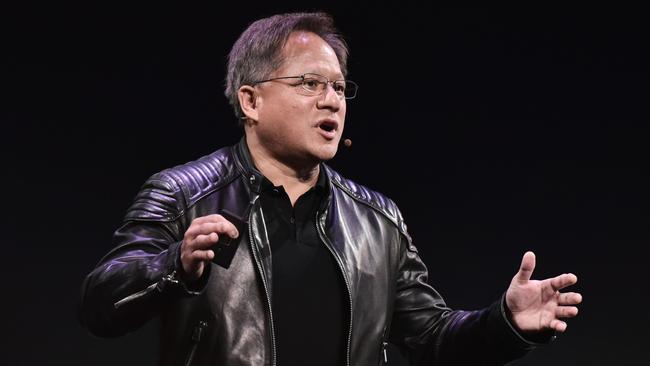 Nvidia CEO Jensen Huang speaks during a press conference at The MGM during CES 2018 in Las Vegas on January 7, 2018. / AFP PHOTO / Mandel Ngan