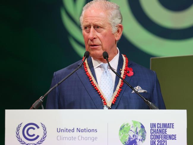 GLASGOW, SCOTLAND - NOVEMBER 02: Prince Charles, Prince of Wales speaks during an Action on Forests and Land Use event on day three of COP26 at the SECC on November 02, 2021 in Glasgow, Scotland. 2021 sees the 26th United Nations Climate Change Conference. The conference will run from 31 October for two weeks, finishing on 12 November. It was meant to take place in 2020 but was delayed due to the Covid-19 pandemic. (Photo by Chris Jackson - WPA Pool/Getty Images)