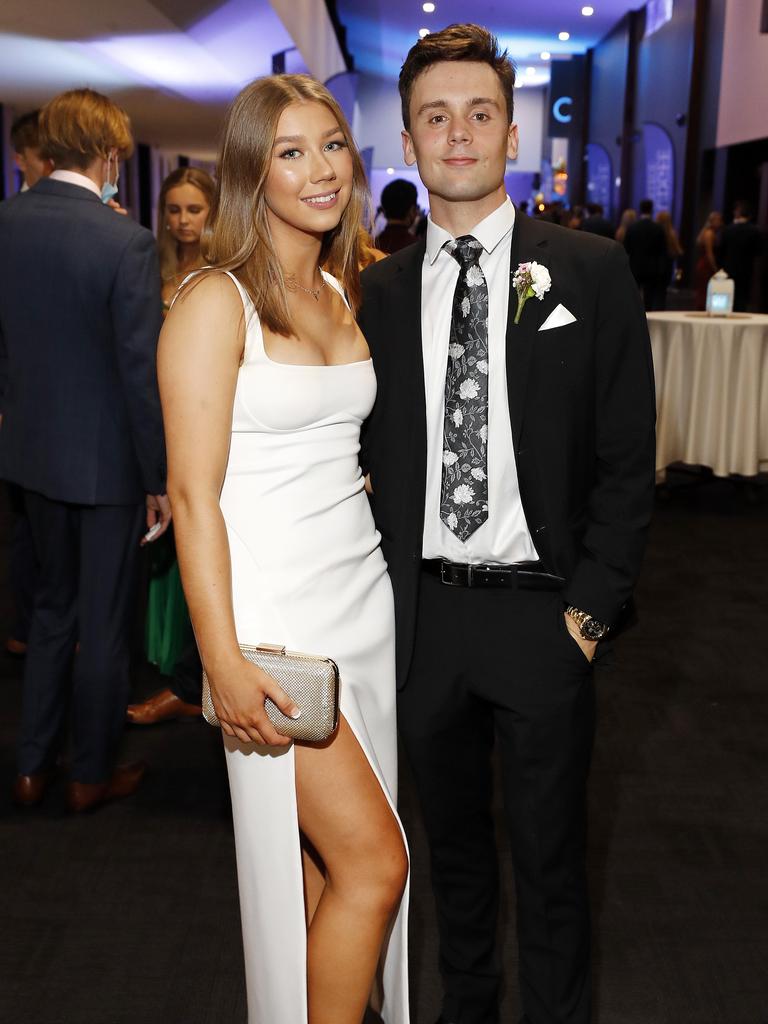 Annelise Kyle and Logan Azzopardi pictured at the 2021 Nudgee College year 12 formal, Royal International Convention Centre Brisbane 19th of September 2021. (Image/Josh Woning)