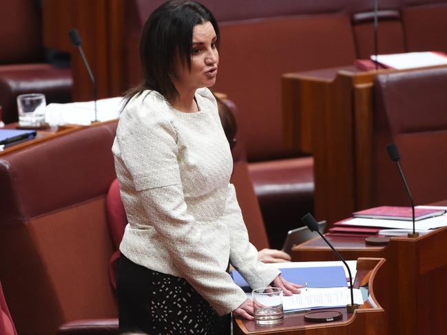 Tasmanian Independent Senator Jacqui Lambie during Question Time in the Senate in Canberra, Tuesday, Oct. 11, 2016. (AAP Image/Mick Tsikas) NO ARCHIVING