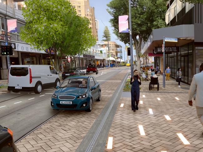 An artist's impression of the proposed Durham Street closure, looking west along Jetty Road. Picture: Supplied