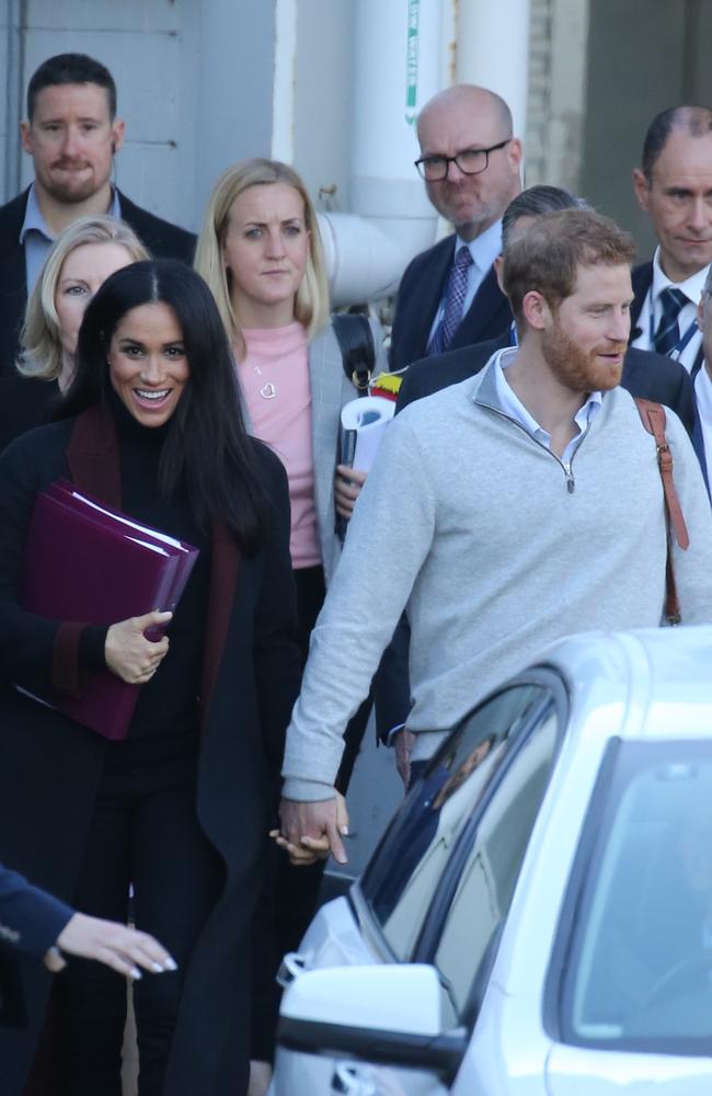 Meghan and Harry arrive in Sydney. Picture John Grainger