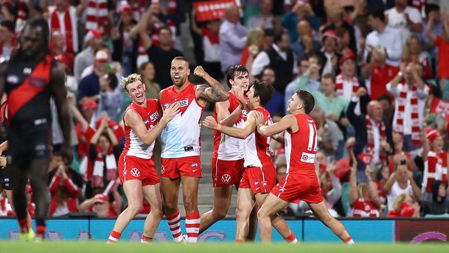 The SCG crowd witnessed a thriller between Sydney and Essendon on Thursday night. Picture: Cameron Spencer/Getty Images