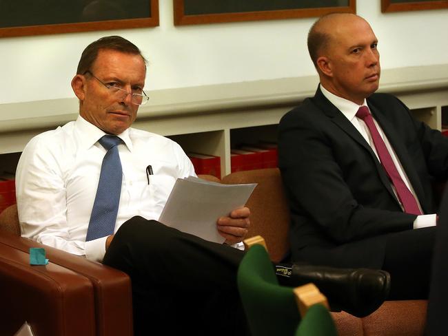 Tony Abbott is likely to have egged on the turmoil in recent days that led Peter Dutton to stand for the Liberal Party leadership. Picture Kym Smith