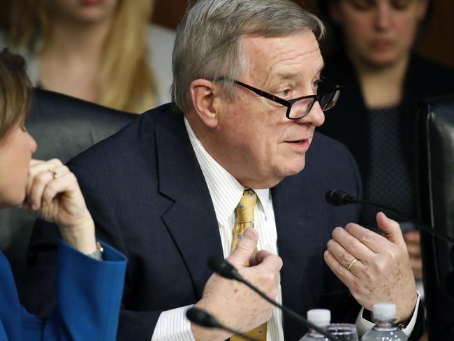 Senator Dick Durbin put Zuckerberg off his well rehearsed answers. Picture: AP