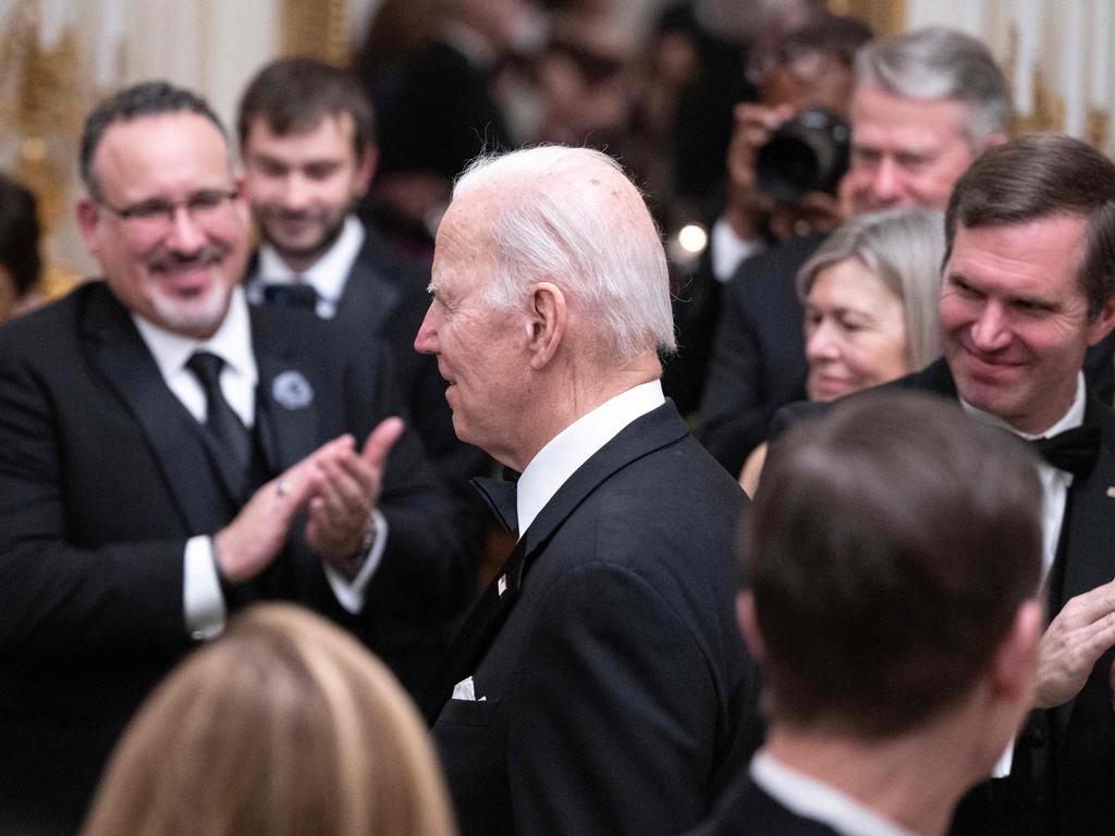 US President Joe Biden enjoyed a black-tie dinner over the weekend amid confusion about the unidentified flying objects. Picture: AFP