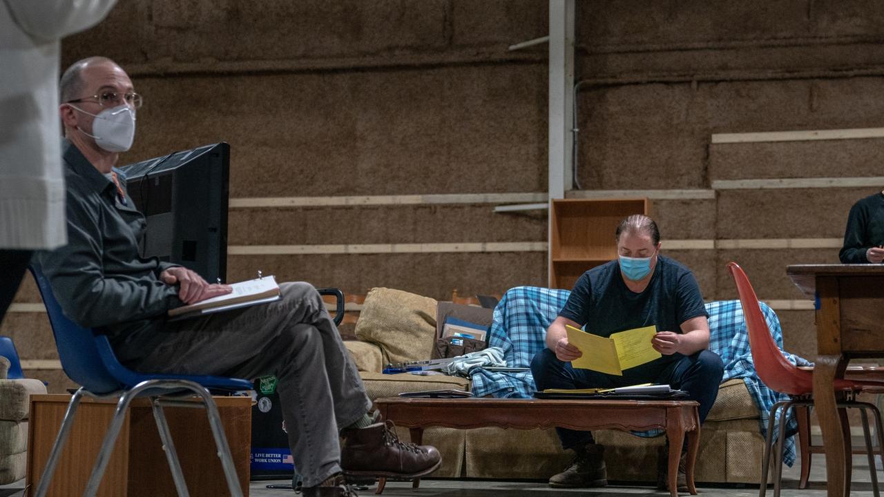 During rehearsals for The Whale, with Darren Aronofsky. Picture: Niko Tavernise