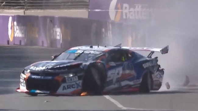 Cameron Hill’s car was left totalled after this crash in the Supercars qualifying session.