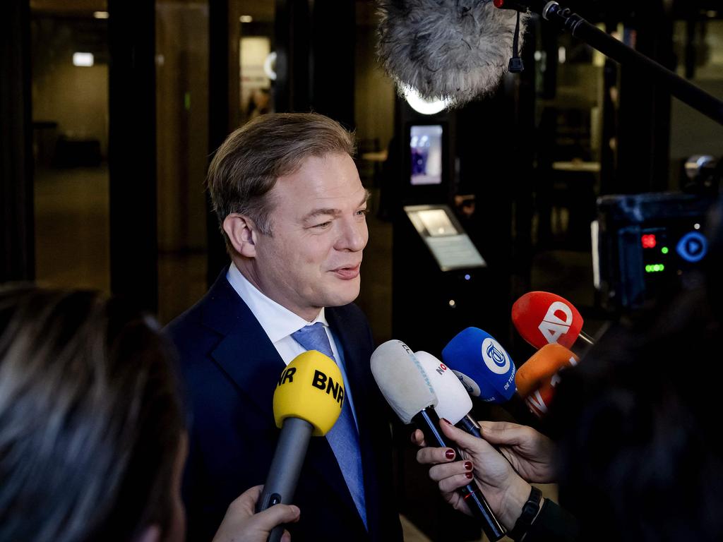 NSC leader Pieter Omtzigt speaks to the press. Picture: Robin van Lonkhuijsen/ANP/AFP