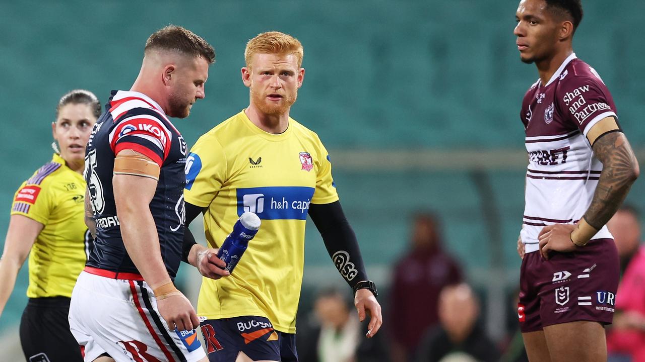 Nathan Brown walks from the field after being sent off. Picture: Getty