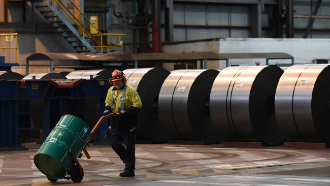 A worker at the BlueScope steelworks at Port Kembla. Picture: AAP