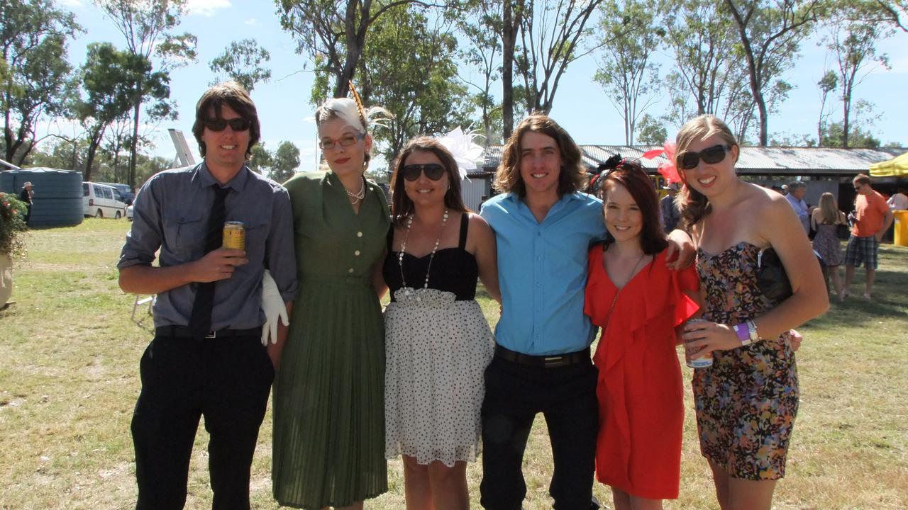 ENJOYING THE DAY: Tim Knopke, Brie Seiler, Gabi Cameron, Clancy Seiler, Sarah Benson and Belinda Greenwood at the Burrandowan races. Photo Danielle Lowe / South Burnett Times