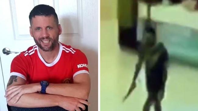Cauchi, pictured in an online ad (left); and armed with a knife, during the attack (right).