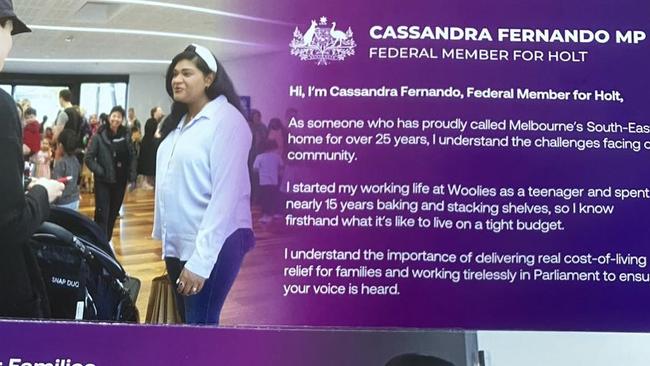 A purple flyer from Member for Holt Cassandra Fernando.