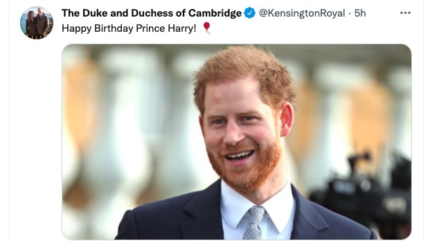 The message was posted from the official Twitter account of The Duke and Duchess of Cambridge. Picture: Twitter