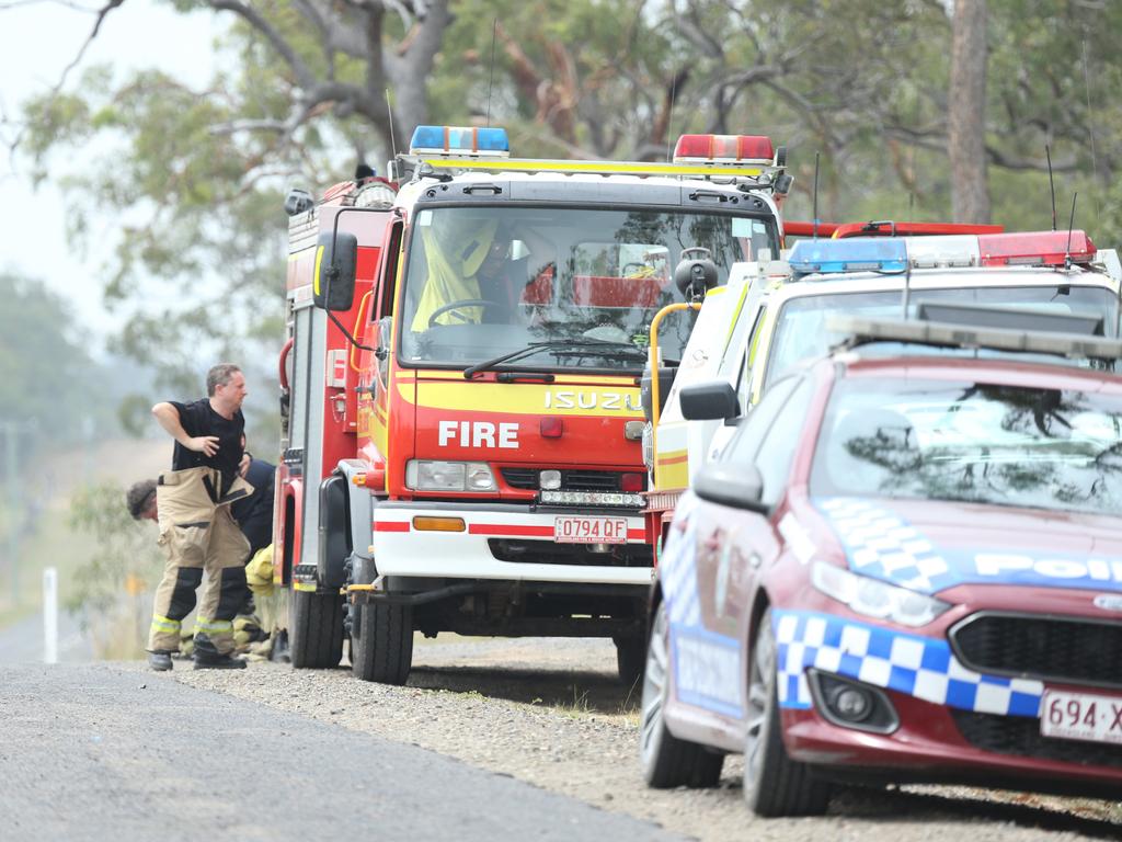 Fire crews from the Wartburg rural fire station prepare  to hit the road. Picture: Mark Cranitch