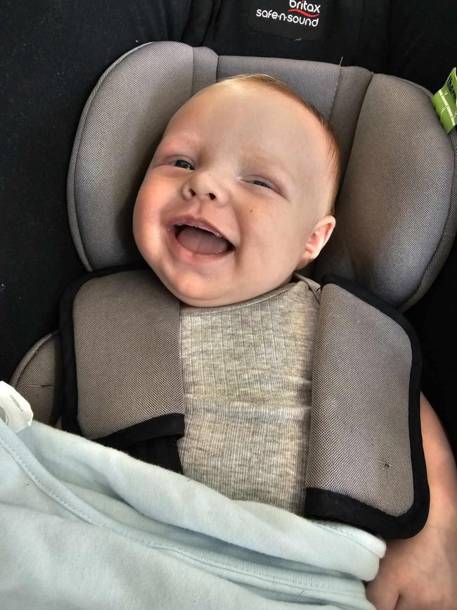 Zachariah Haynes, three months old. Mummy's little eight ball pool protege with the biggest smile.