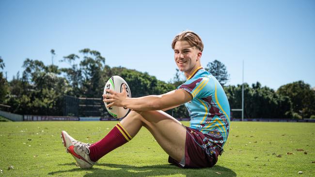 17-05-2021 Launch of the Langer Cup schoolboy competition at the Brisbane Broncos complex in Red Hill. Blake Mozer, Keebra Park SHS. PICTURE: Brad Fleet