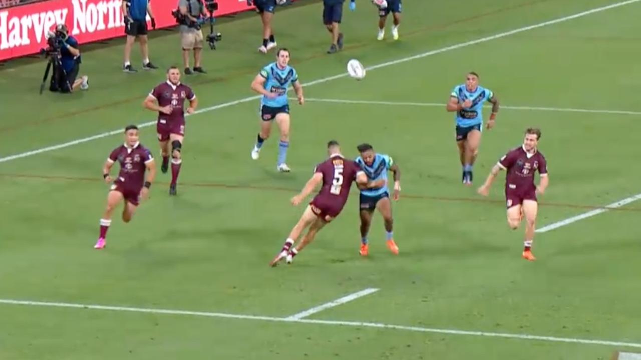 Corey Allan clearly moves to the right to hit Addo-Carr.