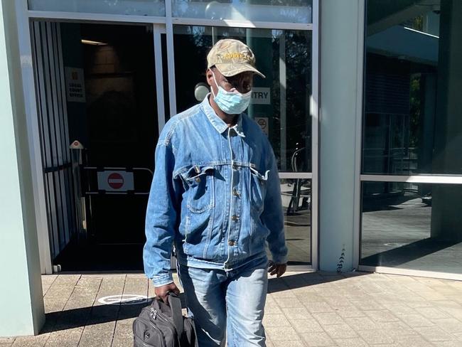 Bangura leaving Gosford Local Court after representing himself and pleading guilty to biting a police officer and failing to wear a mask. Picture: NewsLocal