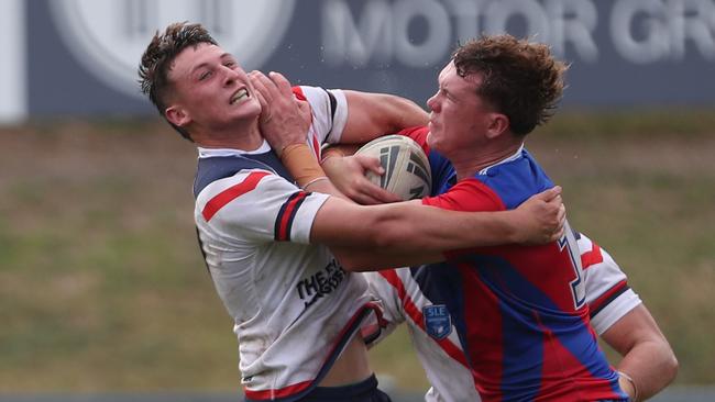 The Knights and Roosters fought out an epic draw in the Andrew Johns Cup. Picture: Sue Graham