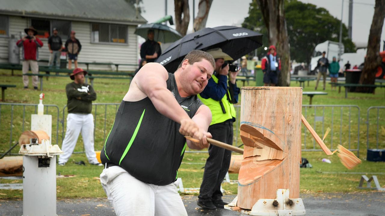 Winner of the inaugral "Memorial Silver Axe 300mm standing block, Queensland Championship" Brayden Meyer.Heritage Bank Toowoomba Royal Show.Saturday April 20th, 2024 Picture: Bev Lacey