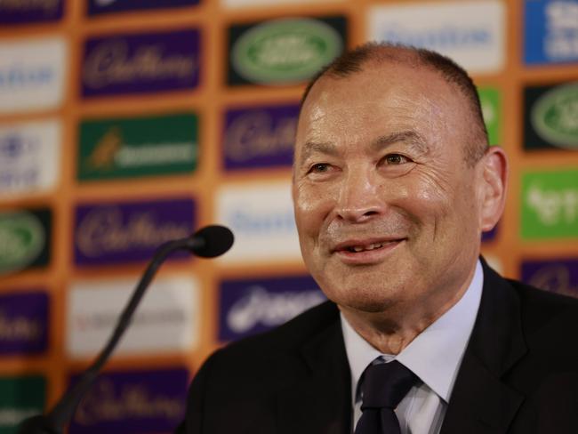 DAILY TELEGRAPH. JANUARY 31, 2023. Pictured at Matraville Sports High School today is new Wallabies head coach Eddie Jones during a press conference to announce his appointment. Picture: Tim Hunter.