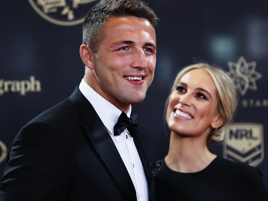 Sam Burgess and wife Phoebe Burgess at the 2016 Dally M Awards. Picture: Ryan Pierse/Getty Images