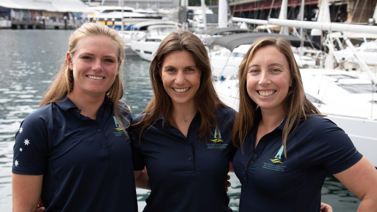 Mara Stransky, Olivia Price and Lisa Darmanin are in Australia's youth and women's America's Cup Challenge squad. Picture: Nicole Douglas