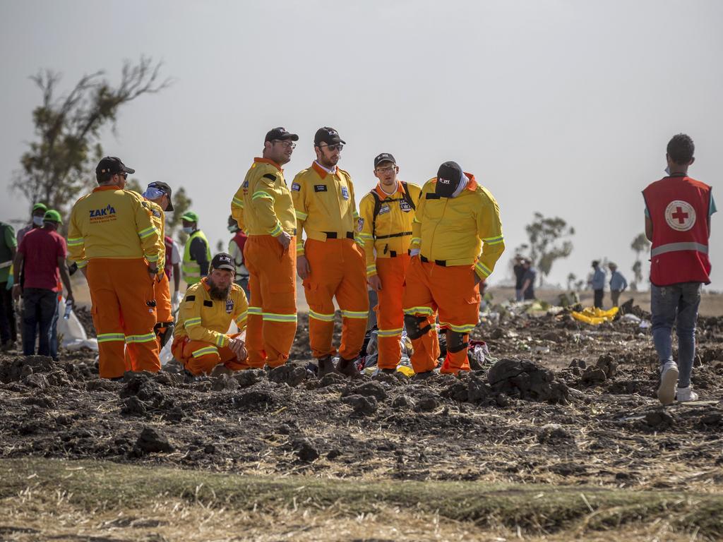 The scene where the Ethiopian Airlines Boeing 737 Max 8 crashed shortly after takeoff killing all 157 on board, near Bishoftu, southeast of Addis Ababa, in Ethiopia. Pic: AP