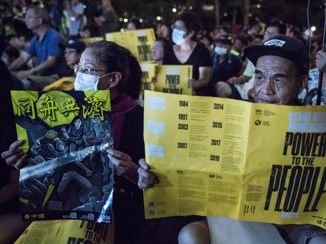 Anti-extradition bill and pro-democracy protesters attend a rally in Hong Kong. Picture: Isaac Lawrence