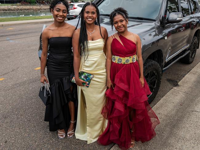 CLASS OF 2024: St Patrick's College Townsville school formal. Year 12 students Helaine Toram, Giaan Gangloff and Rachael Aku.