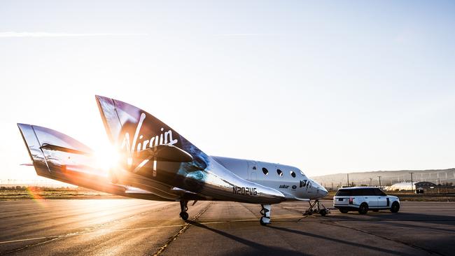 Virgin Spaceship Unity is unveiled in Mojave, California.