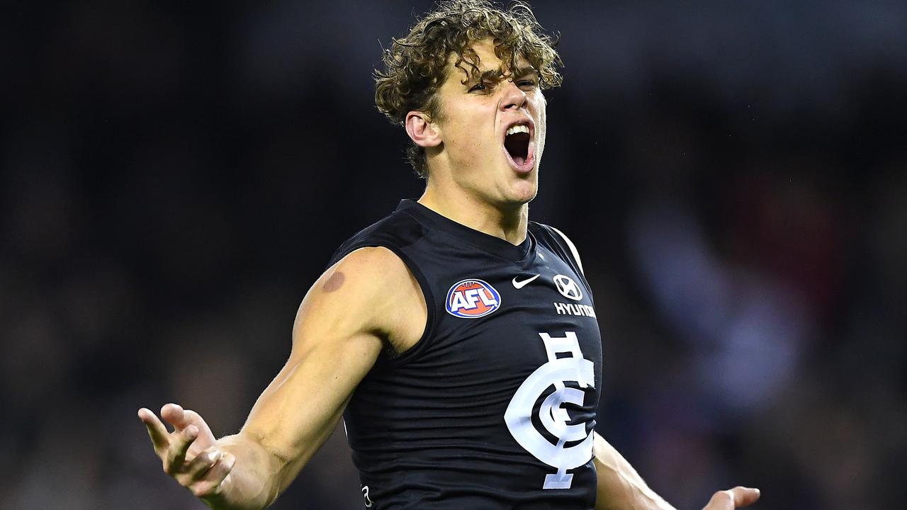 Charlie Curnow kicked seven goals against the Western Bulldogs.
