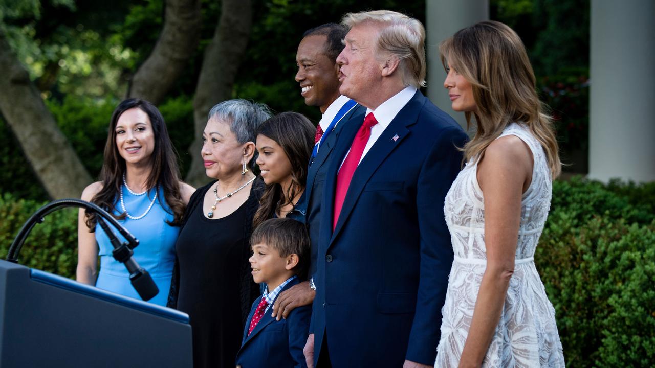 Herman was also on hand when Woods he received the Presidential Medal of Freedom from Donald Trump in 2019. (Photo by Brendan Smialowski / AFP)