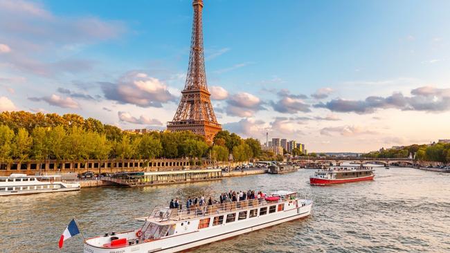 One of the best ways to view the Eiffel Tower is from a boat on the River Seine.