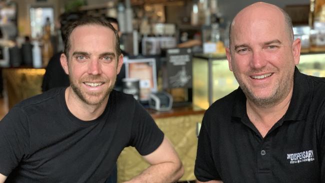 The Dispensary Coffee Kitchen Bar co-owners Adrian Connors and Damien Connors. The brothers, along with their mum Lyn Connors, are behind the cafe named Mackay's best for 2021. Picture: Tara Miko