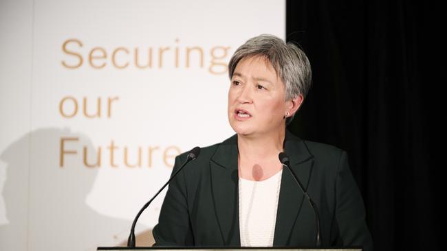 Foreign Minister Penny Wong speaks at the ANU last Tuesday. Picture: Rohan Thomson/ANU