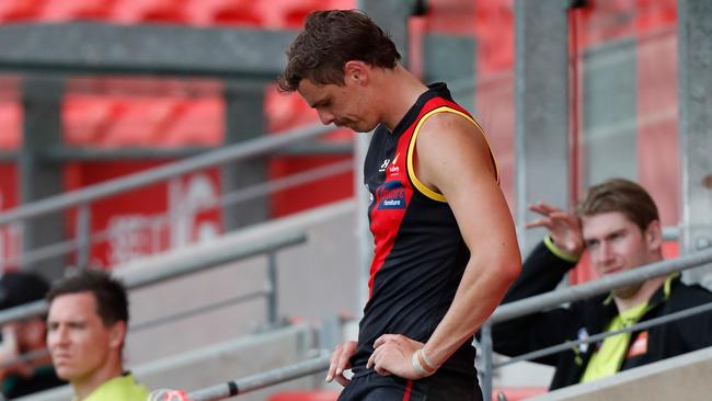 Joe Daniher has yet to decide whether he’ll stay at the Bombers. Picture: Michael Willson/AFL Photos via Getty Images