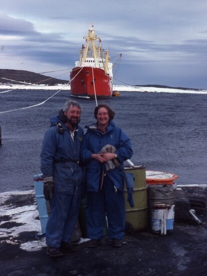 Martin Betts and Suzanne Stallman during resupply operations at Mawson in early 1981. Picture: Supplied.