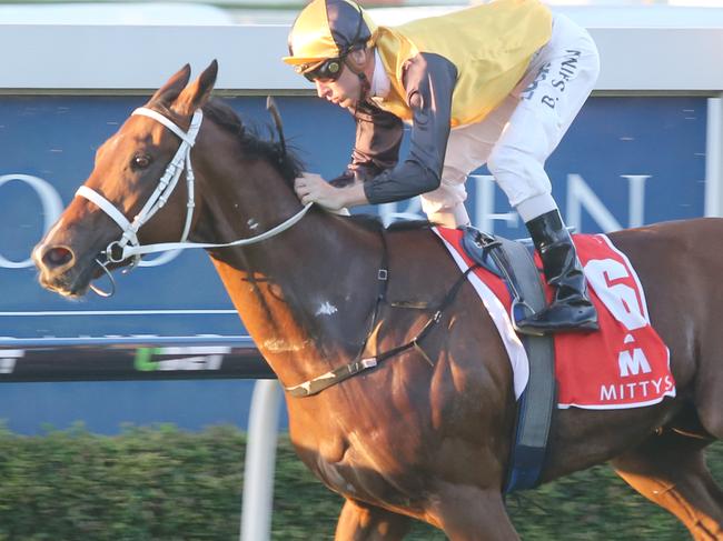 The BTC race day at Doomben. Winner of race 8 Mackintosh, Jockey Blake Shinn. Pic Jono Searle.