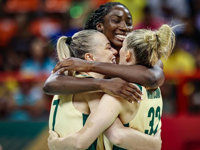 Pic of Opals from game today Picture: FIBA