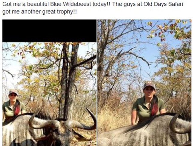 Posing alongside a wildebeest.