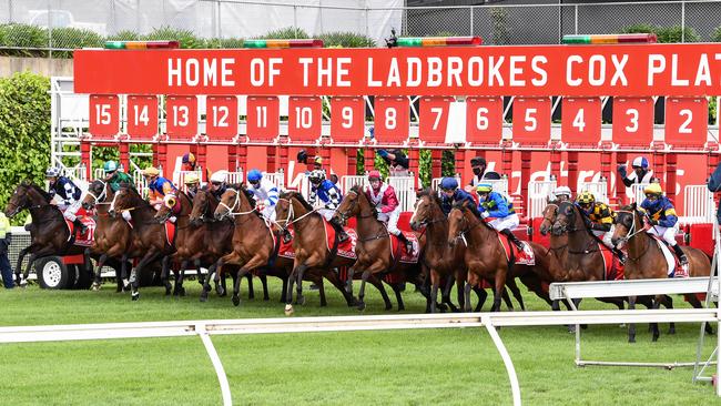 The field jumps from the barriers. Picture: Getty Images