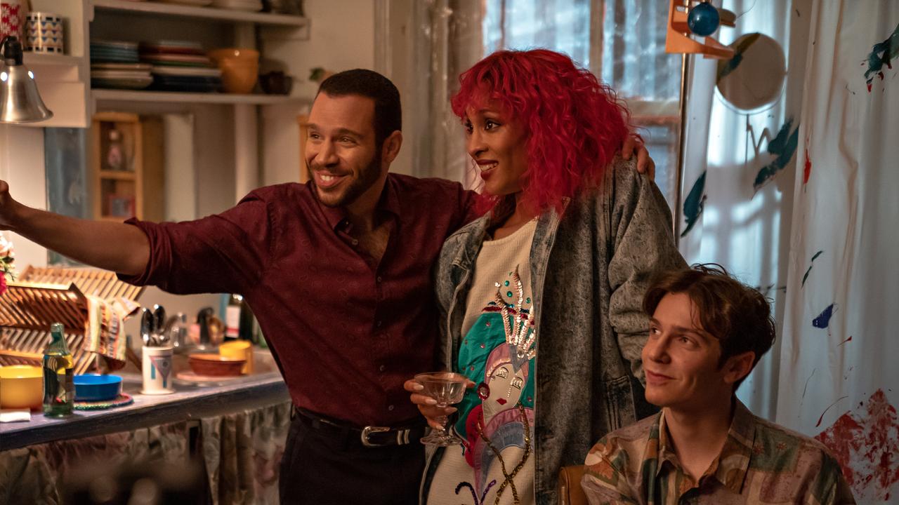 Robin de Jesus, Mj Rodriguez and Ben Levi Ross as Jonathan’s friends in Tick, Tick... Boom. Picture: Macall Pollay/Netflix